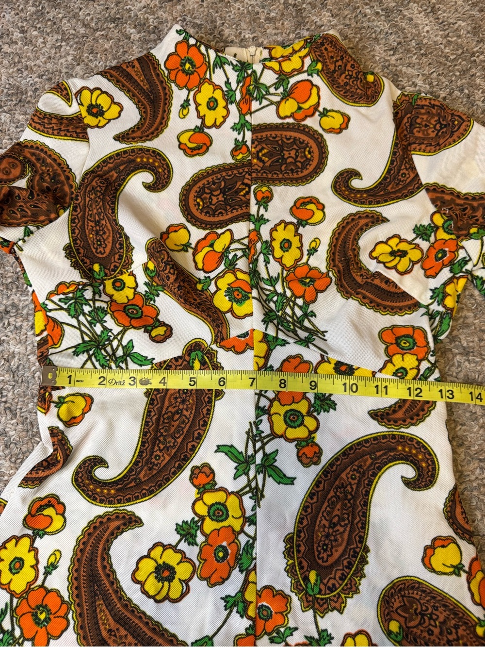 Vintage 1970’s Paisley floral print mod mini dress - Picture 3 of 9